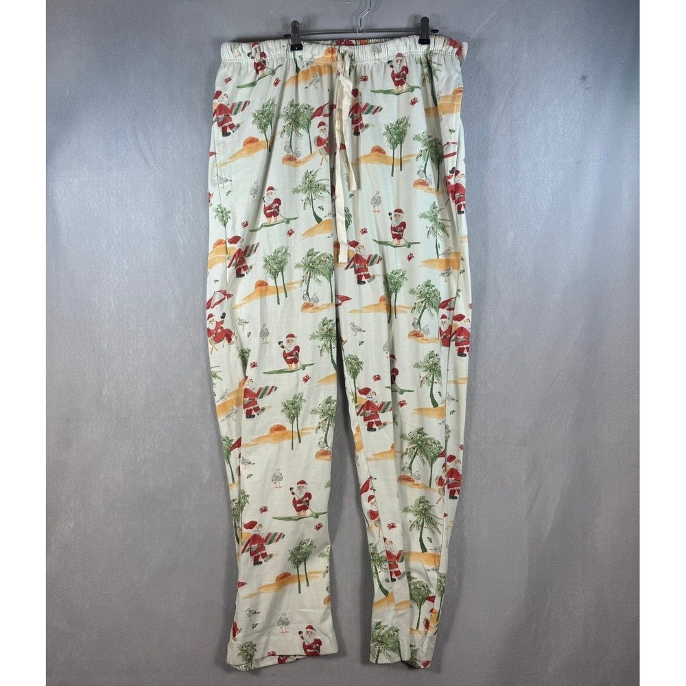 Burts Bees Baby Tropical Santa Organic Cotton Pajama Pants XXL Christmas Surf